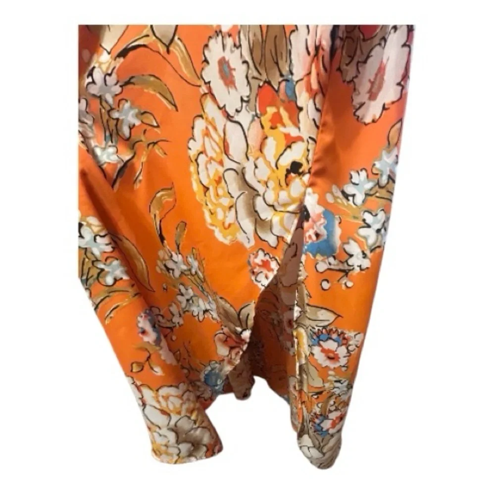 Floral Orange Women's Robe open kimono style large